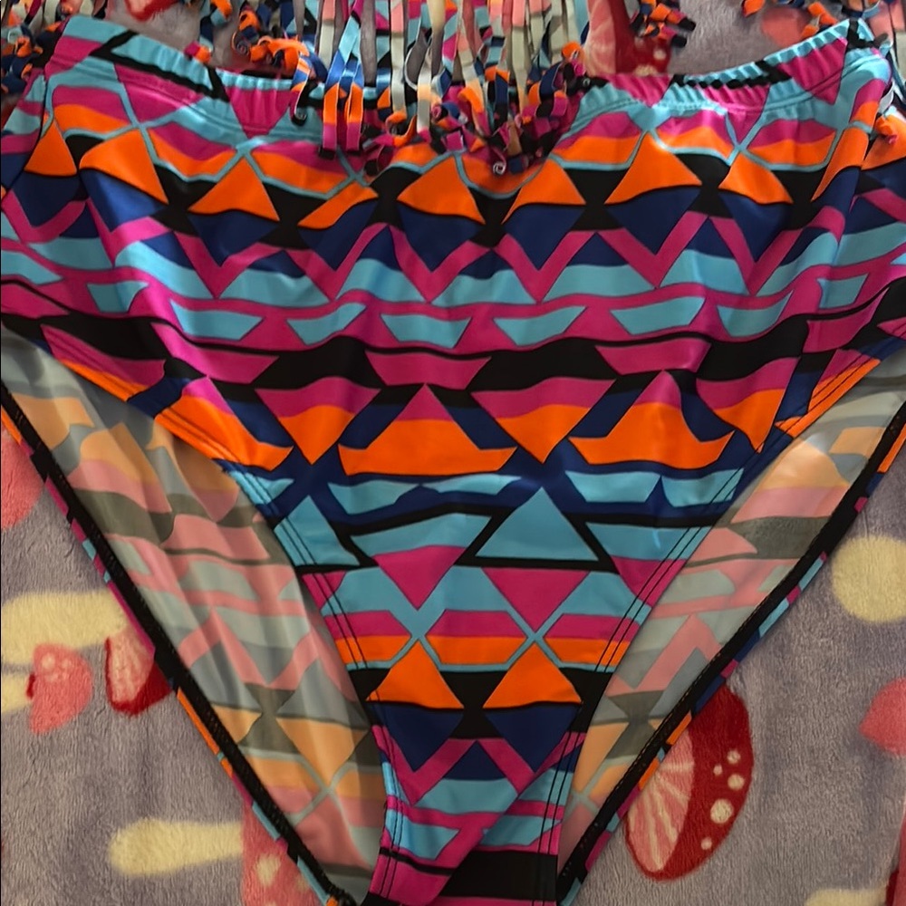 Colorful Fringe Bikini Set - Picture 3 of 5
